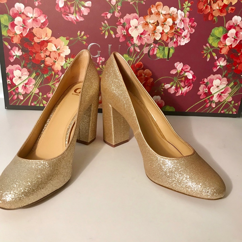 Gold glitter GB pumps